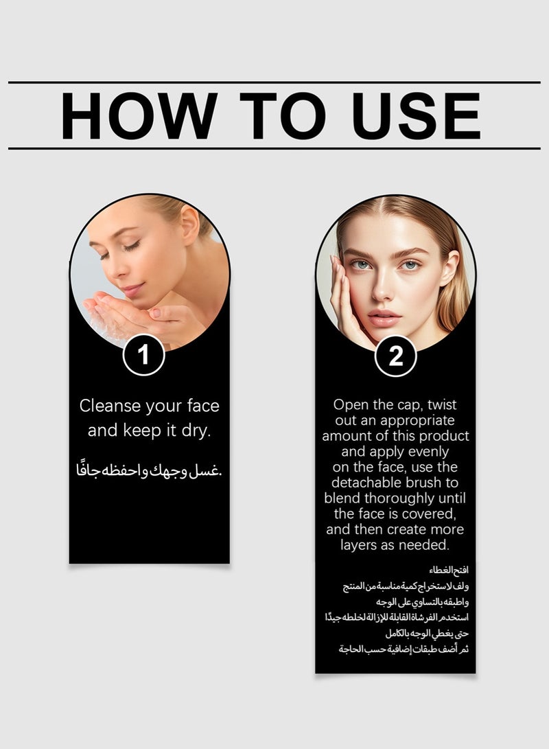 Selirxy 2-in-1 Color-Changing Foundation Stick with Detachable Brush - Lightweight Natural Makeup Effect, High Concealing Power, Long-Lasting Waterproof Base for Daily Use - Ivory White - Image 3
